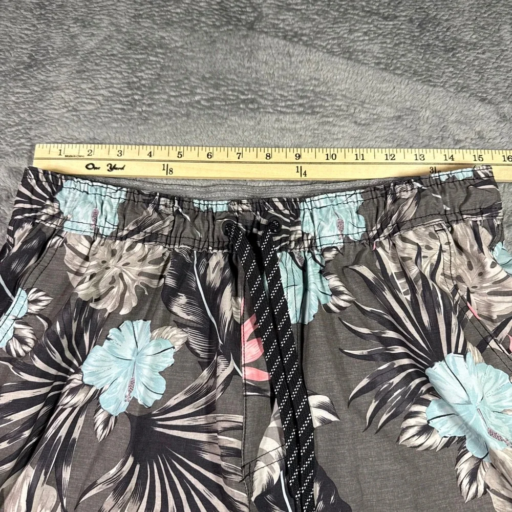 Hurley Mens Tropical Floral Board Shorts Gray Blue Pink Medium Swim Trunks